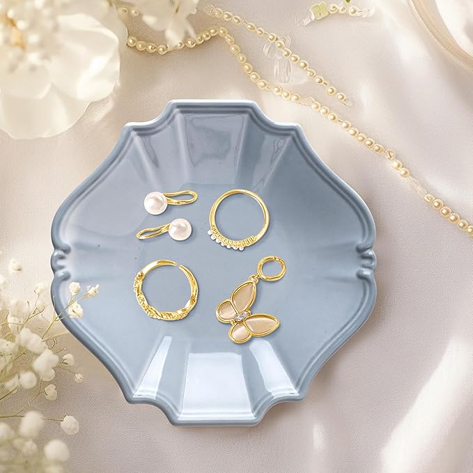 Ceramic Jewelry Dish, Decorative Tray for Rings Earrings Necklaces Bracelet Watch Keys, 4.50" Trinket Tray as Gifts for Women (Antique Court)