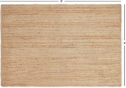 REDEARTH · Rectangular Area Rug - 4'x6' Braided Natural Jute with Non-Skid Backing - Handwoven Boho Rug for Bedroom, Kitchen, Living Room - Farmhouse Aesthetic Home Decor - Durable Handmade Rug