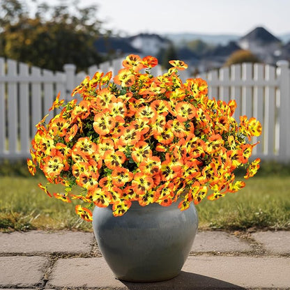 Artificial Flowers, 24 Bundles, Decorative Bouquets for Home, Wedding, Garden, Office Decor (Orange Yellow)