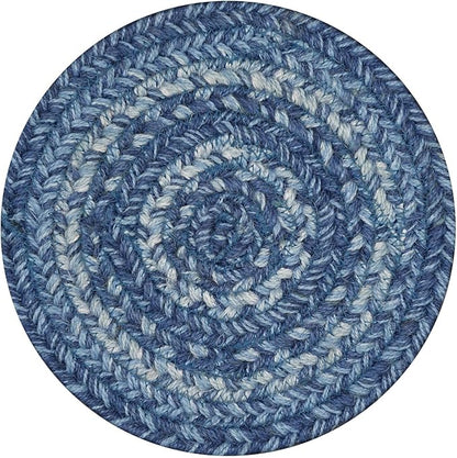 Homespice Denim Jute Braided Kitchen Trivets for Hot Dishes, Country Coastal Decor, Set of 6, Blue 8" Round Heat Resistant Mats - Rich Colors, Easy to Clean, Durable and Protects Furniture
