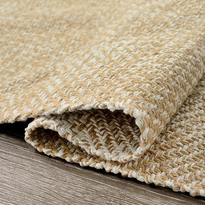 Collive Boho Rugs for Living Room 6x9 Tan, Washable Large Area Rug Braided Woven Cotton Bedrom Rug, Modern Floor Carpet Door Rugs for Nursery Room Office, Outdoor Rug for Patio Balcony Courtyard Decor
