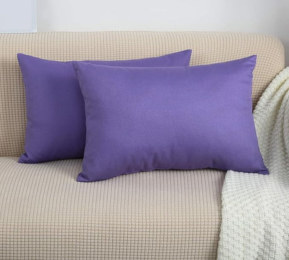 TangDepot Handmade Decorative Solid 100% Cotton Canvas Throw Pillow Covers/Pillow Shams, (12"x20", Violet), 1 Count (Pack of 1)