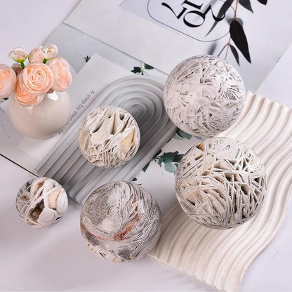 JIC Gem Mexican White Agate Crystal Ball with Wooden Stand White Healing Crystal Sphere Ball for Feng Shui Decor Spiritual Gifts 60-70mm