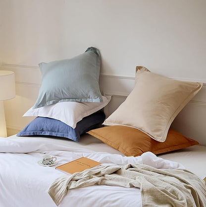 Simple&Opulence Linen Euro Sham Covers Set of 2, 26x26 Decorative Cotton Flax Blend Throw Pillow Cover Farmhouse Pillow Shams for Chair Couch Sofa Bedroom Living Room Home Decor, Dusty Blue