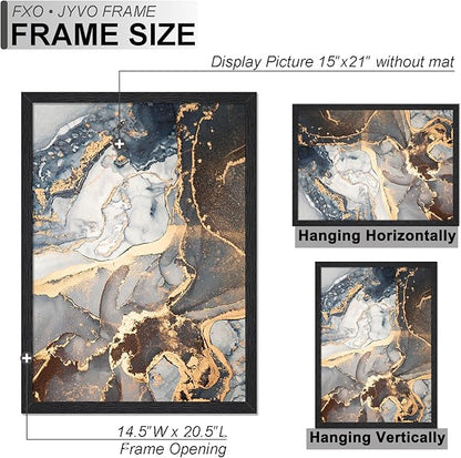 Engineered Wood 15x21 Picture Frame Set of 6, Black Frame for 15 x 21 Inch Picture Poster Photo, Light Weight 15 by 21 Frame with Wood-grain for Wall - 6 Pack/Black/15 x21
