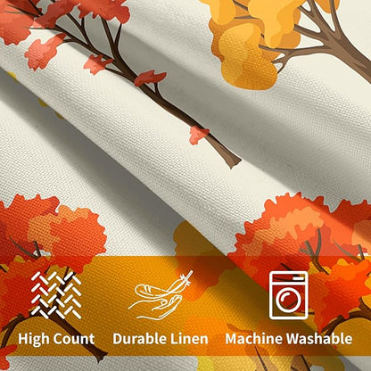 Fall Pillow Covers 22x22 Set of 2 Red Orange Maple Tree Leaf Autumn Outdoor Pillowcase with Zipper Forest Print Pattern Decorative Cushion Cover Rustic Decoration Farmhouse Sofa Couch Bed Decor