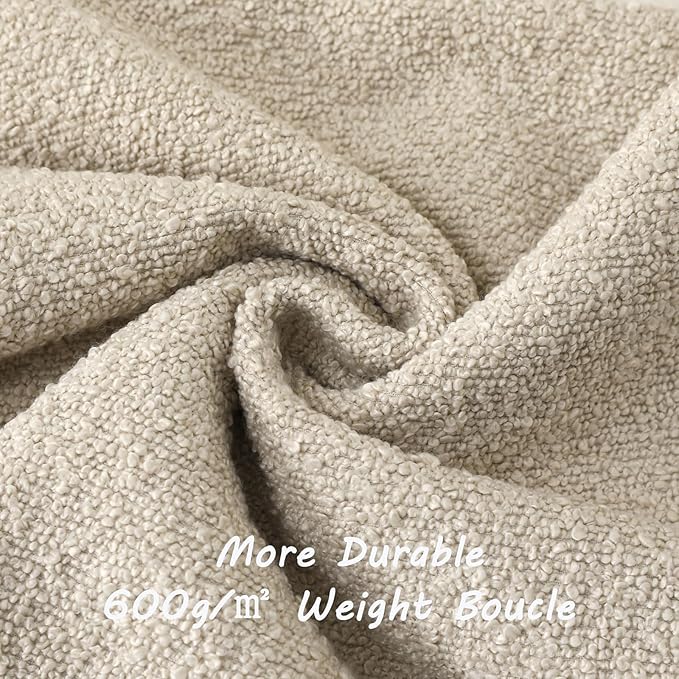 FUTEI Pack of 2 Beige Decorative Throw Pillow Covers 18x18 Inch Soft Cozy Solid Boucle Textured Cushion Case,Modern Home Decor for Couch Bed Living Room