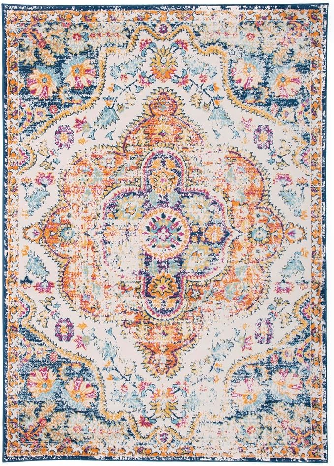 Rugshop Vintage Distressed Bohemian Area Rug for Living Room,Bedroom,Dining Room – Vibrant Multi-Color Tribal Design, 10' x 14'