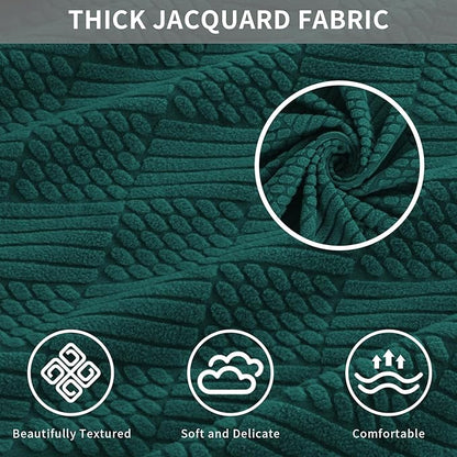 Easy-Going Waterproof Couch Cushion Covers for Couches and Sofas, Stretch Jacquard Sofa Seat Cover Replacement for Dogs, Pets & Kids, Durable Furniture Protector for Sofa Cushions, Emerrald Green