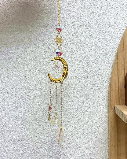 Suncatchers for Windows Hanging Moon Sun Light Catcher Indoor Decor Crystal Prism Sunlight Rainbow Maker