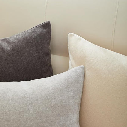 Sunday Praise Set of 2 Soft Chenille Cozy Throw Pillow Covers 20x20 Inch Solid Decorative Cushion Cases Farmhouse Accent Square Pillow Case for Couch Sofa Chair Bed Living Room Home Decor,Dark Grey