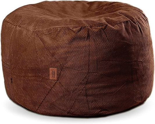 CordaRoy's Chenille Bean Bag Pouf Footstool - Washable Fabric Ottoman Cover with Durable Foam Insert - Versatile Footrest for Basement, Living Room, Office - 26" x 17" - Espresso | Made in The USA