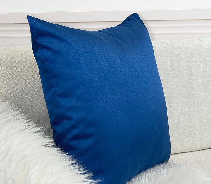 Aiking Home 24x24 Inches Faux Silk Square European Shams, Zipper Closure, Royal (Set of 2)