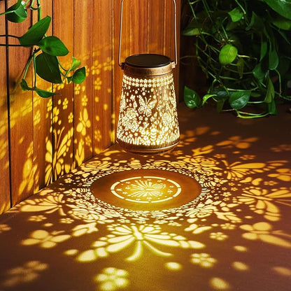 4 Pack Solar Lanterns Outdoor Waterproof Birthday Gifts for Women Mom Grandma, Hollowed-Out Metal Butterfly Hanging Solar Lantern Lights Outdoor Decor, 2 Modes Lights Decor for Yard, Patio