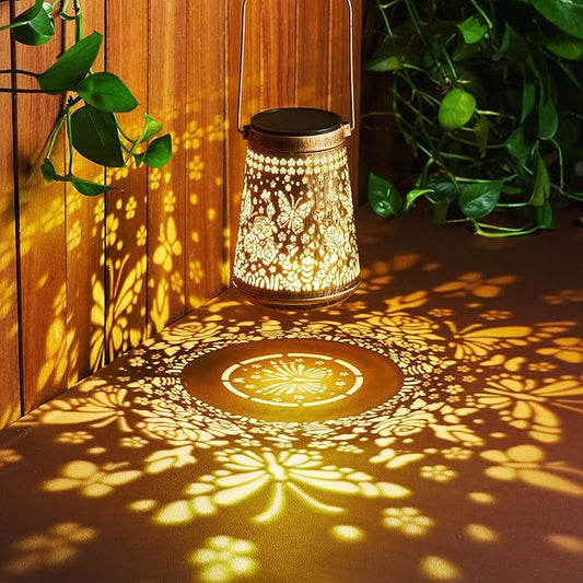 4 Pack Solar Lanterns Outdoor Waterproof Birthday Gifts for Women Mom Grandma, Hollowed-Out Metal Butterfly Hanging Solar Lantern Lights Outdoor Decor, 2 Modes Lights Decor for Yard, Patio