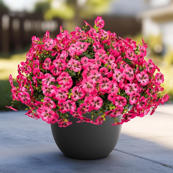 Artificial Flowers, 24 Bundles, Decorative Bouquets for Home, Wedding, Garden, Office Decor (Dark Pink)