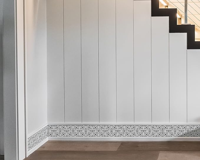 FLFK Mirror Frame Border - Black and White Peel and Stick Wall Borders Wallpaper Decal Trim Tape Geometric Pattern 5" x 240"