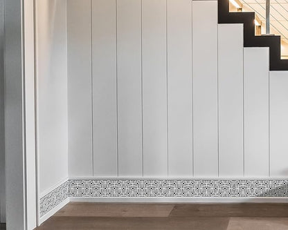 FLFK Mirror Frame Border - Black and White Peel and Stick Wall Borders Wallpaper Decal Trim Tape Geometric Pattern 4" x 240"