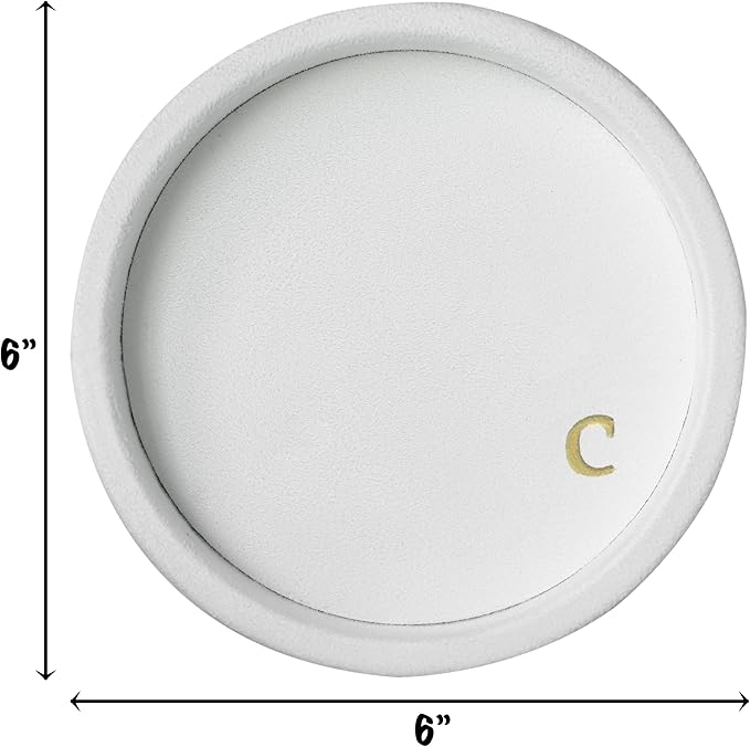 COLLECTIVE HOME - Velvet Jewelry Tray, 6" Monogrammed Jewelry Dish, Smooth Velour Display Dish for Rings, Earrings, Necklaces, Makeup, Personalized Gifts for Women (White-c)