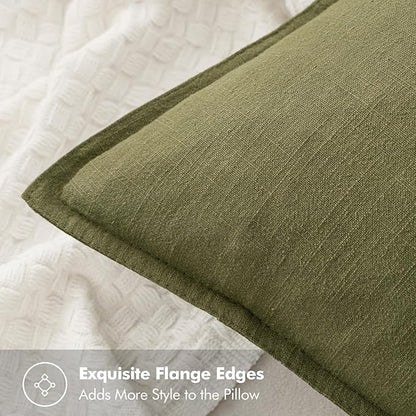 MIULEE Decorative Linen Pillow Covers 20x20 Inch Green Boho Farmhouse Neutral Couch Throw Pillows for Bed Pack of 2 Accent Outdoor Pillowcase Modern Sofa Cushion Livingroom Home Decor