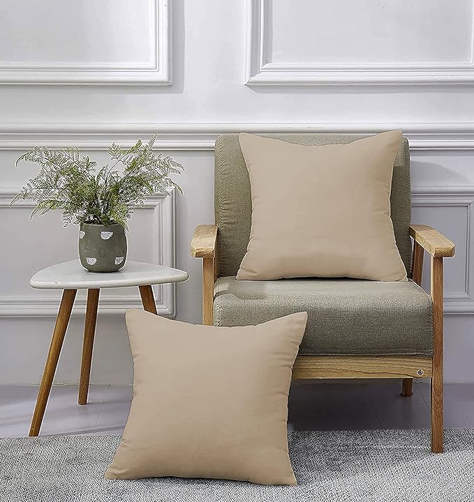 Upgrade Your Bedding Experience with The Made of 100% Cotton Euro Shams 2 Pack Cushion Cover 26"x 26"Size fits Decorative Cover. Envelope Closure Taupe