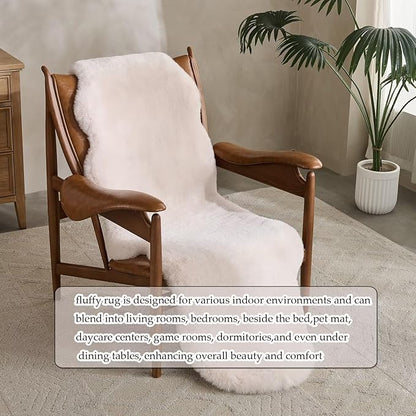 1700GSM Fuzzy Faux Sheepskin Fur Area Rug,Extra Soft Faux Fur Mat,Fluffy Shaggy Fur Rug for Bedroom Living Bedside Rug Room Decor-Ivory White, 2 x 6 ft