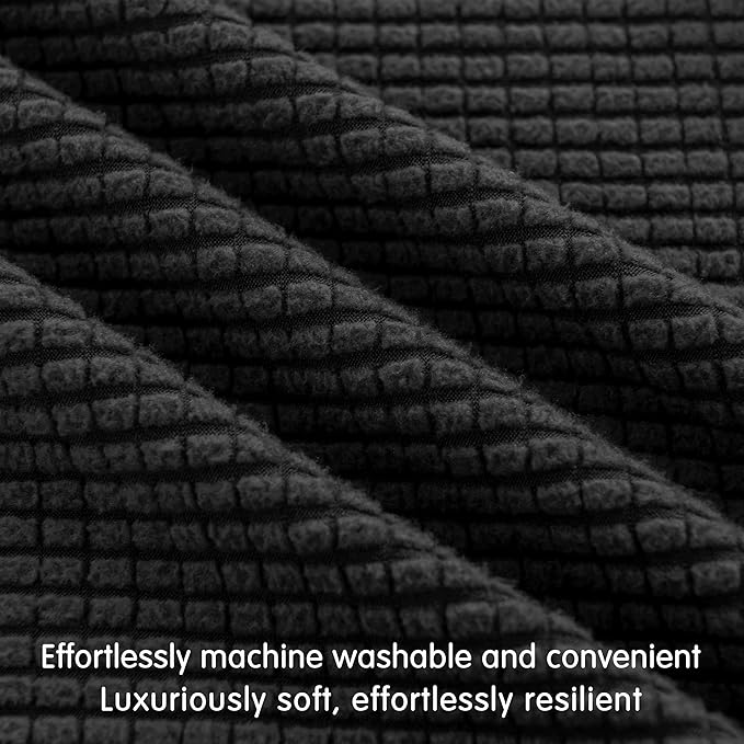 Hokway Couch Cushion Covers Stretch Cushion Covers Sofa Seat Cushion Slipcover Cushion Protector(Black, Large)