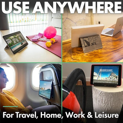 Airplane Tablet Holder, Flexible Cell Phone and Tablet Holder Extra Large 12x7”, Folding Cellphone Stand for Desk, Kindle, Bed, Airplane Gadgets Long Travel Essentials (Gray)