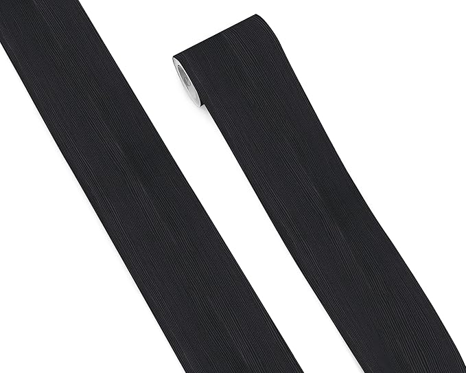 FLFK Mirror Border,Black Wood Grain Peel and Stick Wallpaper Border Self Adhesive Wallpapers for Living Room Bedroom Kitchen Bathroom 4"x240"