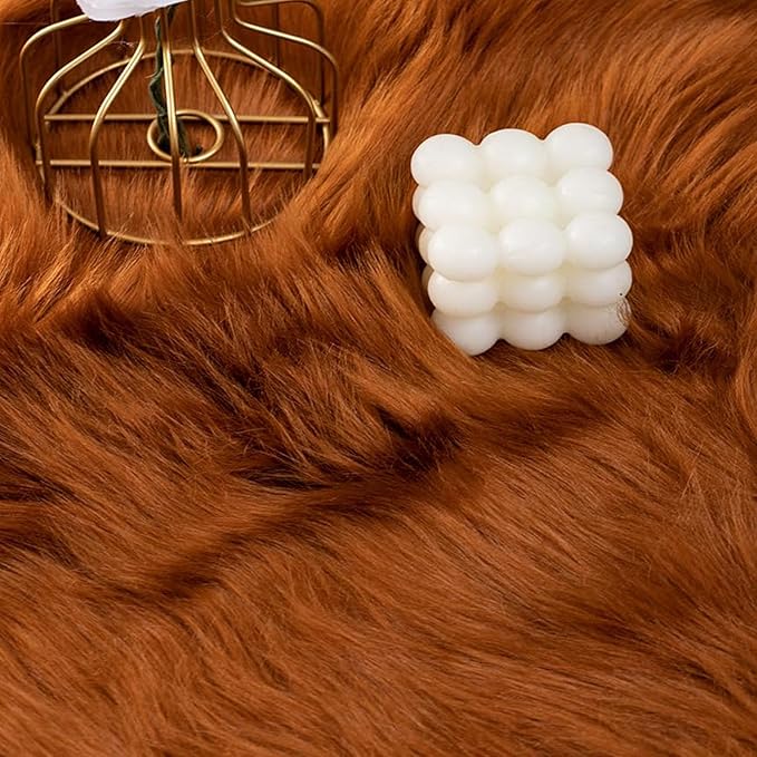 Faux Fur Rug Runner 2x6 ft Caramel - Machine Washable Super Soft Plush Shaggy Fluffy Area Carpet,Sheepskin Rug Fuzzy Floor Mat for Bedroom, Sofa,Living Room, Bedside, Nursery & Kids Room
