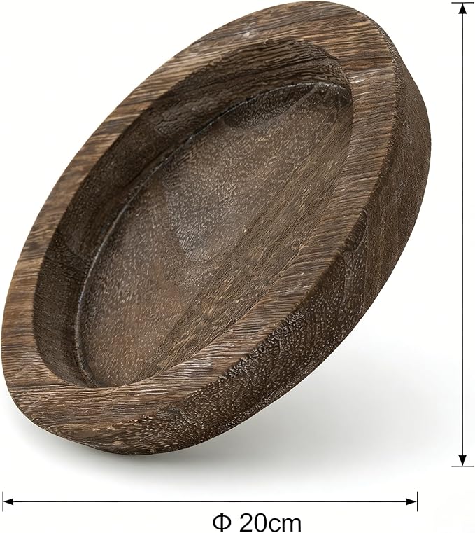 Hanobe Candle Plate Holder Tray: 7.9" Small Round Wood Decorative Candle Plate - Rustic Farmhouse CoffeeTable Decor - Tealight Pillar Trays for Easter Saint Patrick's Day Home Decor