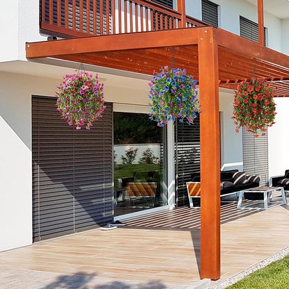INQCMY 2Pcs Artificial Fake Hanging Flowers for Outdoors UV Resistant Artificial Plants for Spring Summer Decor Look Real Faux Flowers for Outside Home Planter Porch Patio Decor