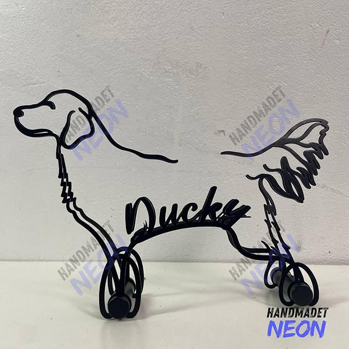 Personalized Golden Retriever Minimalist Sculpture, Custom Dogs Name Metal Desk Decor, Decorative Aesthetic Table Sign Gifts for Officer, Friends, Animal Lover, Kids, Mom, Dad