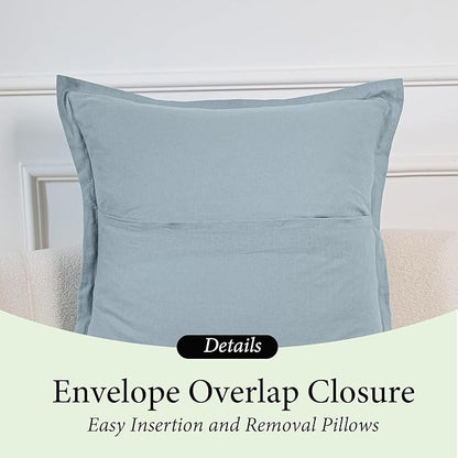 Simple&Opulence Linen Euro Sham Covers Set of 2, 26x26 Decorative Cotton Flax Blend Throw Pillow Cover Farmhouse Pillow Shams for Chair Couch Sofa Bedroom Living Room Home Decor, Dusty Blue