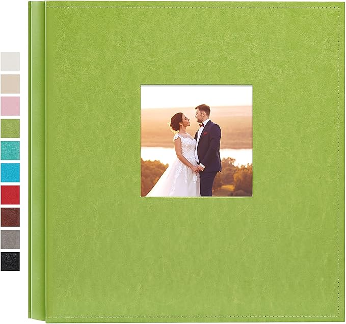 potricher Photo Album 4x6 1000 Photos Leather Cover Large Capacity Picture Albums with 1000 Horizontal and Vertical Pockets for Family Wedding Anniversary and Baby (Green)
