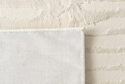 Revival Rugs Shell 3'11"x6'1" Machine Washable Area Rug for Kitchen Bedroom - 100% Recycled Oeko-TEX Certified, Medium Pile, Beige, Cream