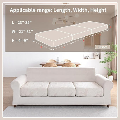 Couch Covers for Sectional Sofa, Washable Stretch Soft Sofa Cushion Covers L Shape Sofa Slipcovers Anti Slip Furniture Decor Protector for Pets (3 Seaters Covers,Ivory)