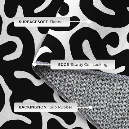 7x9 Black Abstract Line Rugs for Bedroom Decor, Washable Abstract Maze Pattern Area Rug, Living Room Home Decoration, Non Slip Soft Thin, Black and White Decor Carpet PF-P 56