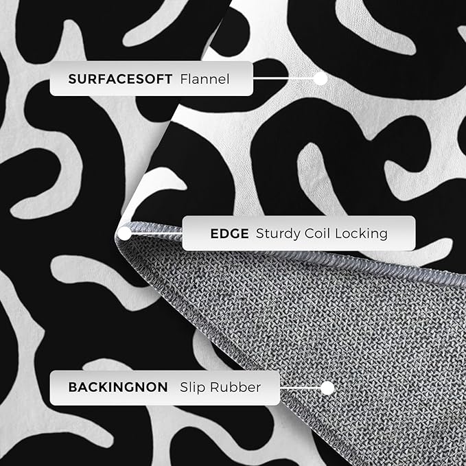 3x5 Black Abstract Line Rugs for Bedroom Decor, Washable Abstract Maze Pattern Area Rug, Living Room Home Decoration, Non Slip Soft Thin, Black and White Decor Carpet PF-P 56