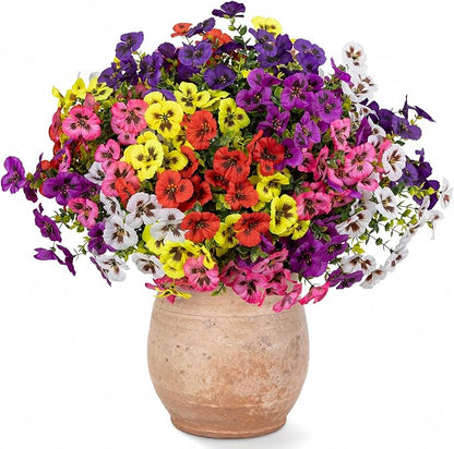 Artificial Flowers, 24 Bundles, Decorative Bouquets for Home, Wedding, Garden, Office Decor (6 Multicolor)