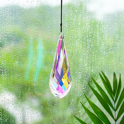 120mm/4.7in Crystal Suncatcher Prism Window Hanging Ornament Rainbow Glass Prism Sun Catcher Decor for Home Garden(AB Colors)