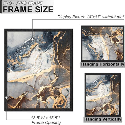 Engineered Wood 14x17 Picture Frame Set of 3, Black Frame for 14 x 17 Inch Picture Poster Photo, Light Weight 14 by 17 Frame with Wood-grain for Wall - 3 Pack/Black/14 x17