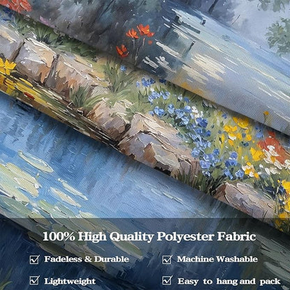 kampdream Scenery Tapestry, Colorful Flower Pond Landscape Wall Hanging, Nature Home Decor for Bedroom and Living Room Aesthetic Wall Art Decoration