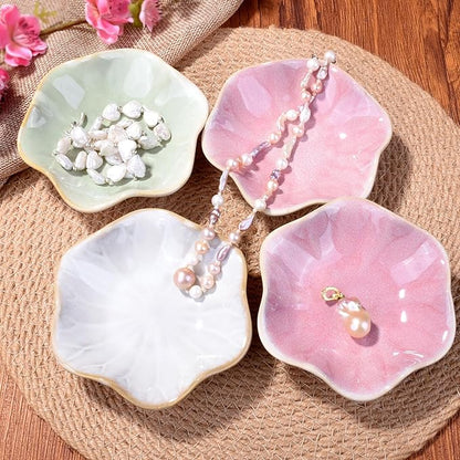 Ceramic Ring Dish Holder Jewelry Tray Set of 2 Trinket Dishes Vintage Small Decorative for Jewelry Dressing Tables Earring Organizer (FL)
