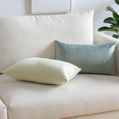 Artscope Luxury Velvet Pillow Covers 30x50cm Super Soft Decorative Square Throw Pillow Covers Case Cushion Covers for Sofa Couch Bedroom Car Decor 12x20 Inch Light Grey