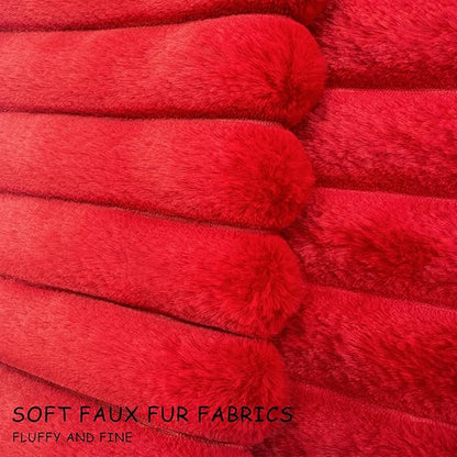 2 Pack Pillow Covers, 20x20 Faux Fur Square Throw Pillow Covers for Living Room Decorations Throw Pillow Case, Throw Pillow Cover Cushion Cover for Home Sofa Bedroom Car, Red