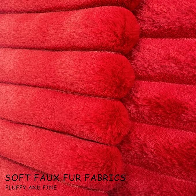 1 Pack 16x16 Pillow Cover Velvet Pillow Covers, Faux Fur Square Throw Pillow Covers for Living Room Decorations Throw Pillow Case, Throw Pillow Cover Cushion Cover for Home Sofa Bedroom Car, Red