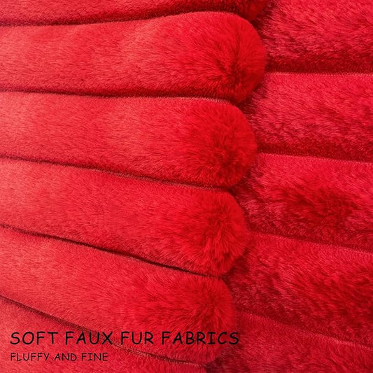 2 Pack 14x14 Pillow Cover Velvet Pillow Covers, Faux Fur Square Throw Pillow Covers for Living Room Decorations Throw Pillow Case, Throw Pillow Cover Cushion Cover for Home Sofa Bedroom Car, Red