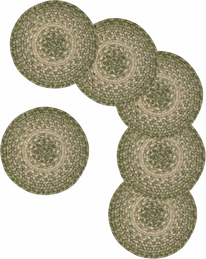 Homespice Grassland Jute Braided Trivets for Table - Set of 3, Round 8", Green - Rich Colors, Easy to Clean, Durable and Protects Furniture