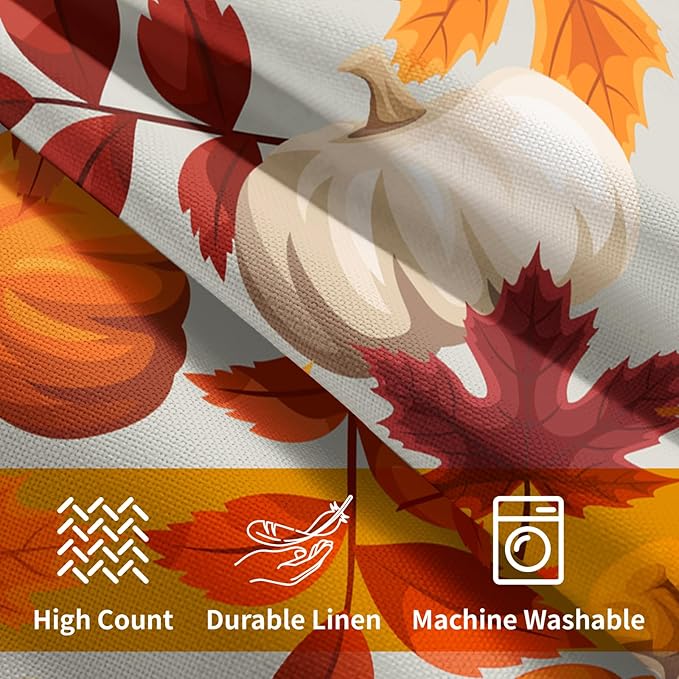 Pumpkin Fall Pillow Covers 16x16 Set of 2 Orange Beige Autumn Thanksgiving Pillow Cases Maple Leaf Print Outdoor Decorative Holiday Cushion Cover Rustic Decoration Farmhouse Home Sofa Couch Bed Decor